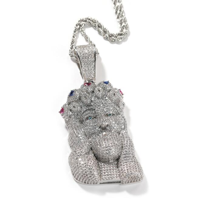 Colliers Hip Hop AAA CZ pierre pavée Bling glacé grand jésus pièce pendentifs colliers pour hommes rappeur bijoux 1977