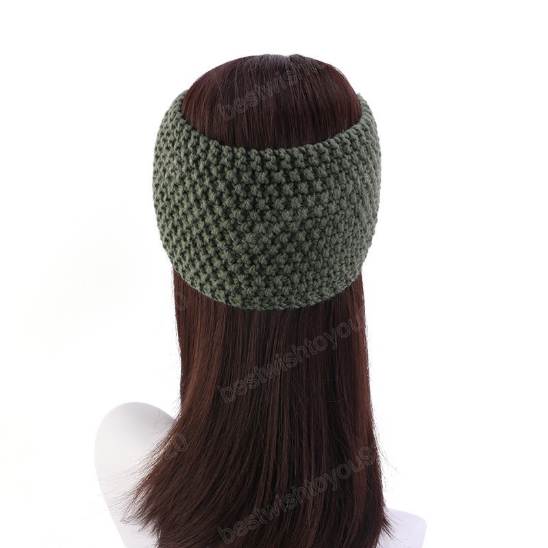 Vrouwen hoofdband winter gebreide elastische hoofdbanden breien wollen haarband gehaakte boog brede tulband haaraccessoires