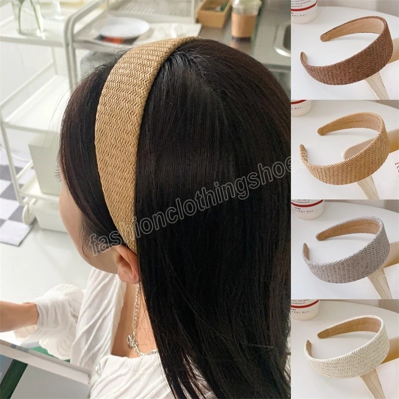 Simple large tissage bandeau tressé bandeau femmes élégant solide cheveux cerceau lunette coréenne coiffure cheveux accessoires