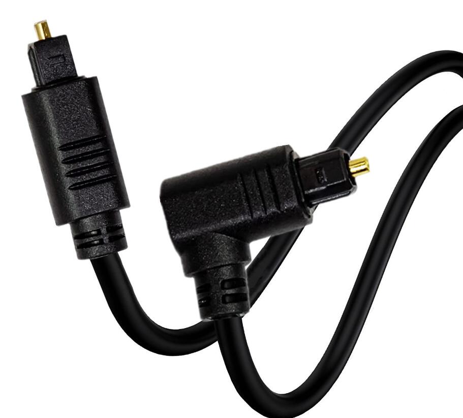 Adaptateur de câble Audio à Fiber optique numérique à 90 degrés, câbles SPDIF plaqués or Toslink de 1m 2m OD4.0 OD5.0