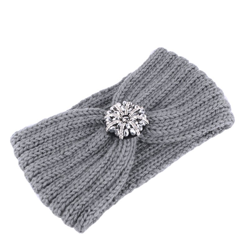 Automne hiver large tricoté torsion élastique bandeau nouvelles femmes perles fleurs Crochet bande de cheveux mode Yoga sport cheveux accessoires