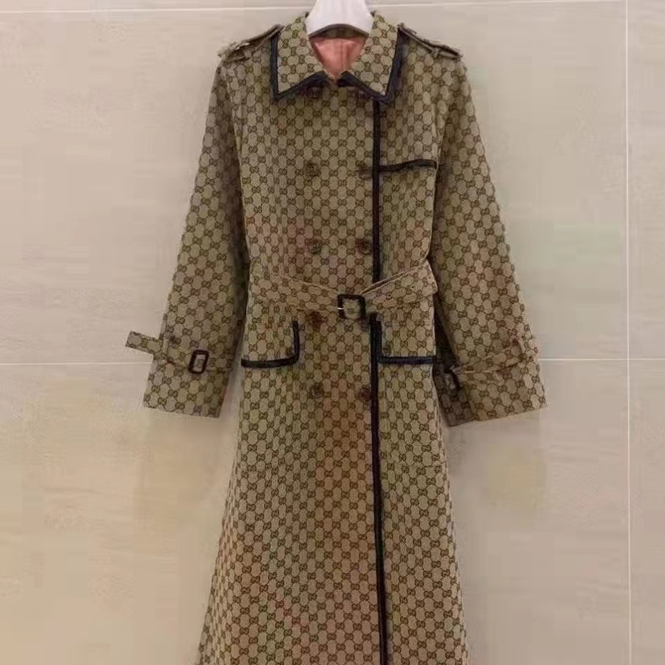 Trench-Coats Femme Designer Automne Trench-Coats Femme Luxe Coupe-Vent Corps Lettre Veste Imprimée Ceinture Lâche Femme Casual Long Trenchs E8858 NHVY