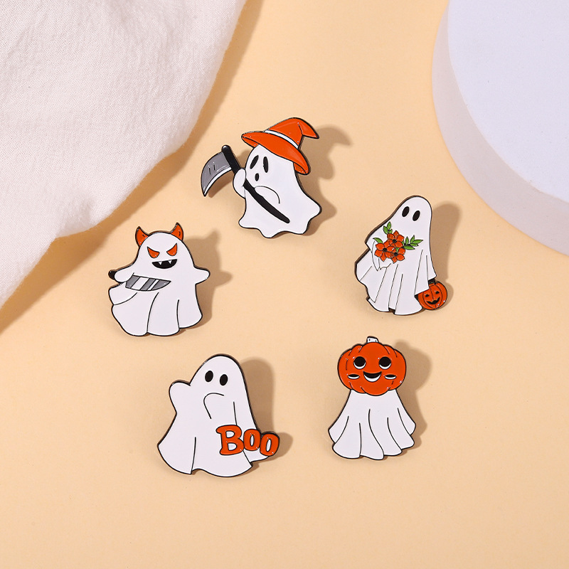 Broches de jóias de desenhos animados Halloween Day Pumpkin Ghost Alloy Paint Broche Metal Pin