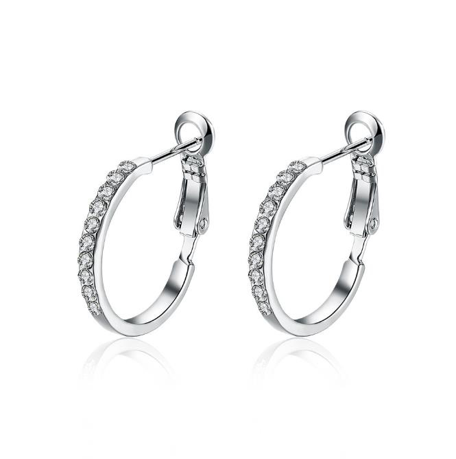 Trendiga 18K Rose Gold/Platinum Plated Elegant Hoop ￶rh￤ngen ￤kta ￶sterrikisk kristall mode dr￤kt ￶rh￤ngen smycken f￶r kvinnor