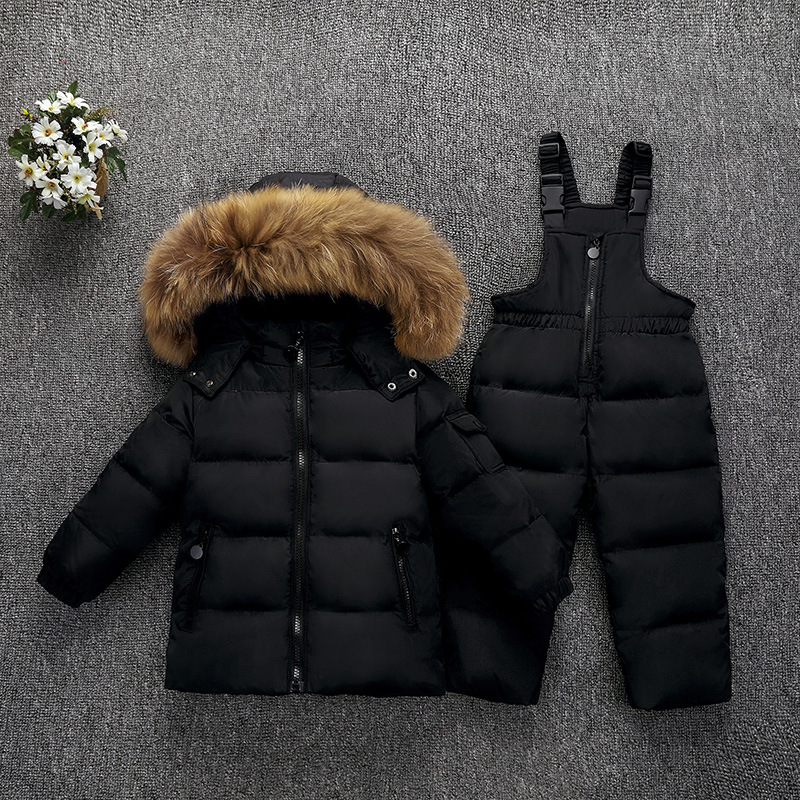 Babieskläder Set Baby's Wear Children's Down Jacket Kidys Coat Baby Ski Suit Warm Thick Hooded Loose Boat Småbarn Ytterkläder