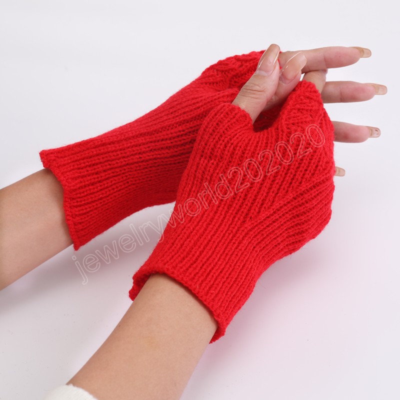 Halbfingerhandschuhe Winter Outdoor Unisex Paar Strickhandschuhe Wolle Stricken Fingerlose Handschuhe Jacquard Häkeln Elastische Fäustlinge