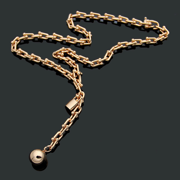 Collier de boule de serrure pour femmes, bijoux de créateur, collier en forme de U pour hommes, marque complète comme cadeau de mariage et de noël252p