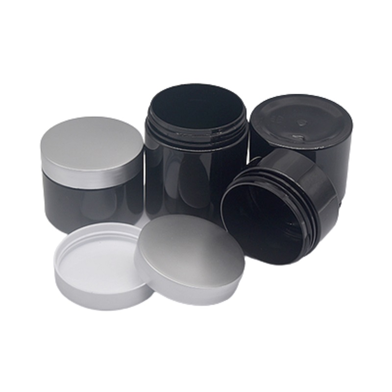 Imballaggio vuoto Bottiglia di plastica cosmetica Vaso di crema nero lucido Coperchio in argento dorato 30g 50g 80g 100g 120g 150g 200g 250g Contenitore imballaggio portatile ricaricabile