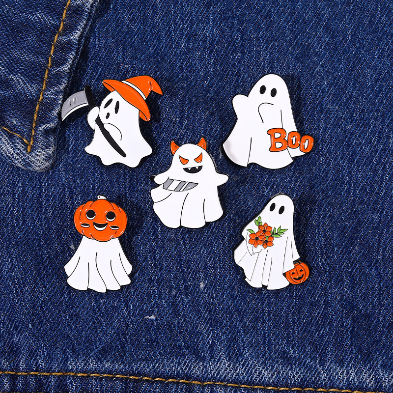 Broches de jóias de desenhos animados Halloween Day Pumpkin Ghost Alloy Paint Broche Metal Pin