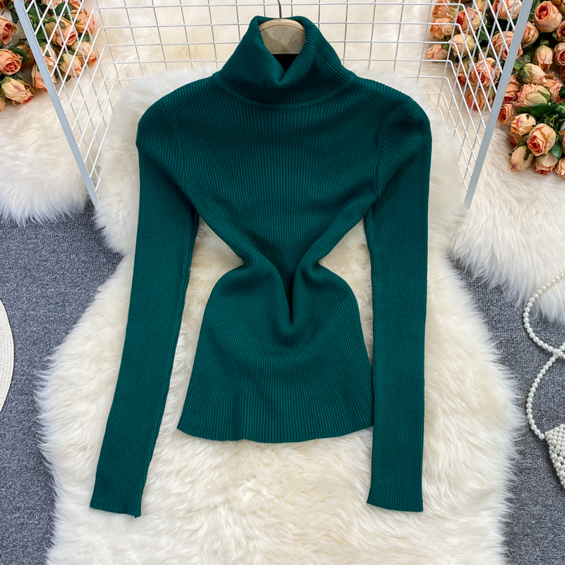 Turtleneck Womens Sweaters осень зимняя мода вязание вязание пуловки повседневные стройные джамперы базовые тонкие сплошные джемпер New 2023