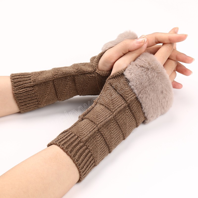 Осенняя зима теплые рукава с твердым цветом Студенты вязаные перчатки.