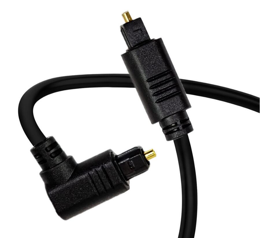 Adaptateur de câble Audio à Fiber optique numérique à 90 degrés, câbles SPDIF plaqués or Toslink de 1m 2m OD4.0 OD5.0