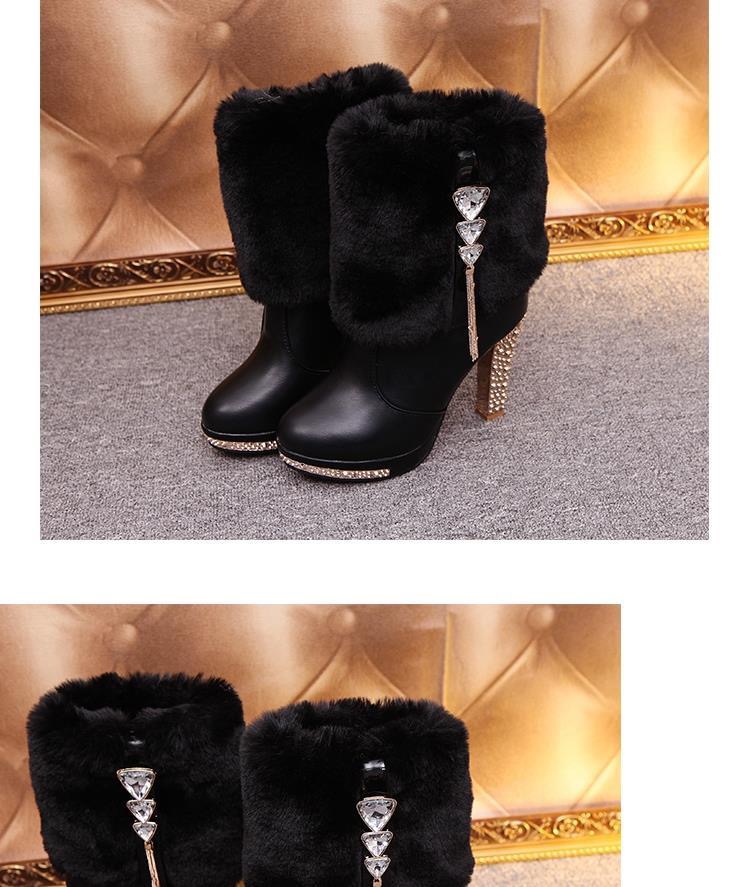 2023 nouveau design femmes fourrure bottes filles décontracté en plein air hiver talons hauts botte de neige chaussure blanc noir cheville coin sexy bout pointu noir blanc taille 41 39 pas de boîte # TB2