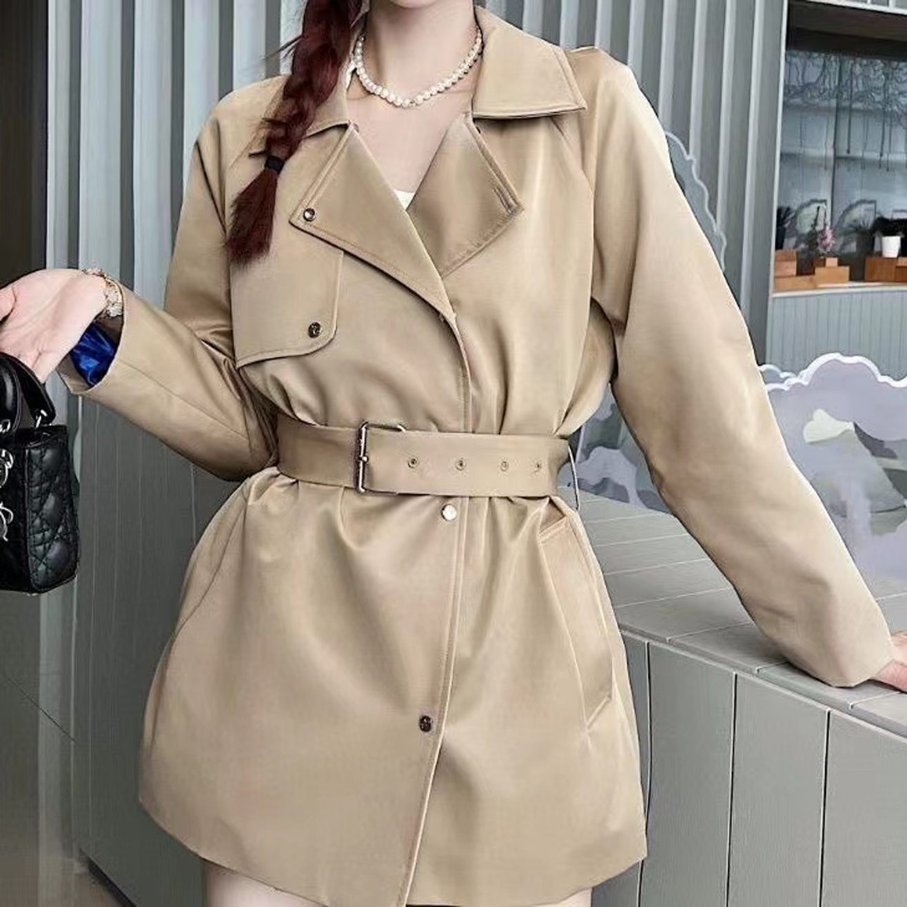 Autumn Womens Trench Coats Designer Luxury Women Windbreaker Body Letter Print Jacket Lous Belt Coat Female Long Trenchs Coat E8181