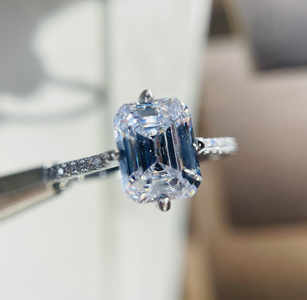 Anillo de diamantes 1CT Lab 100% 925 Anillos de boda de compromiso de plata esterlina para mujeres joyas de fiesta