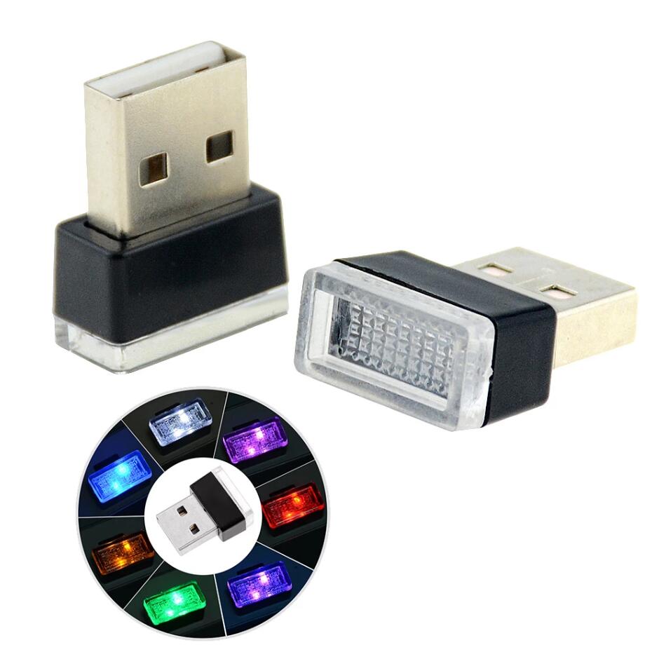 MINI USB Modelowanie LED samochodu Ambient Light Neon Wewnętrzna biżuteria Wewnętrzna Biżuteria 7 Kolory ozdobne światła