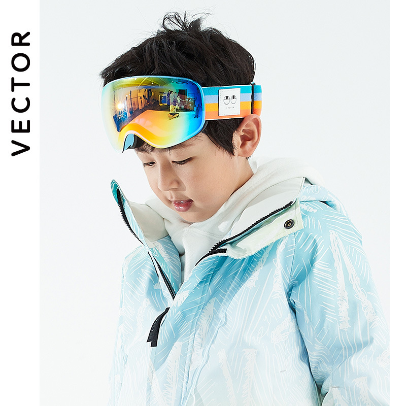Vektör Cyk-420 Çocuk Kayak Gözlükleri Koruyucu Dişli Kış Kar Sporları Erkek Kadınlar İçin Anti-FOG UV Koruma ile Goggles