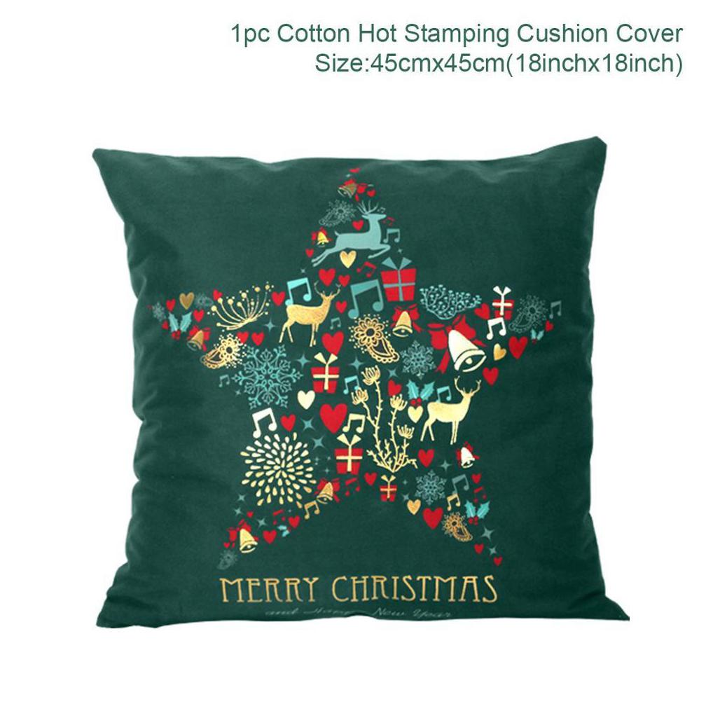 christmas green cotton hot stamping pillowcase christmas decoration for home party decor kerst