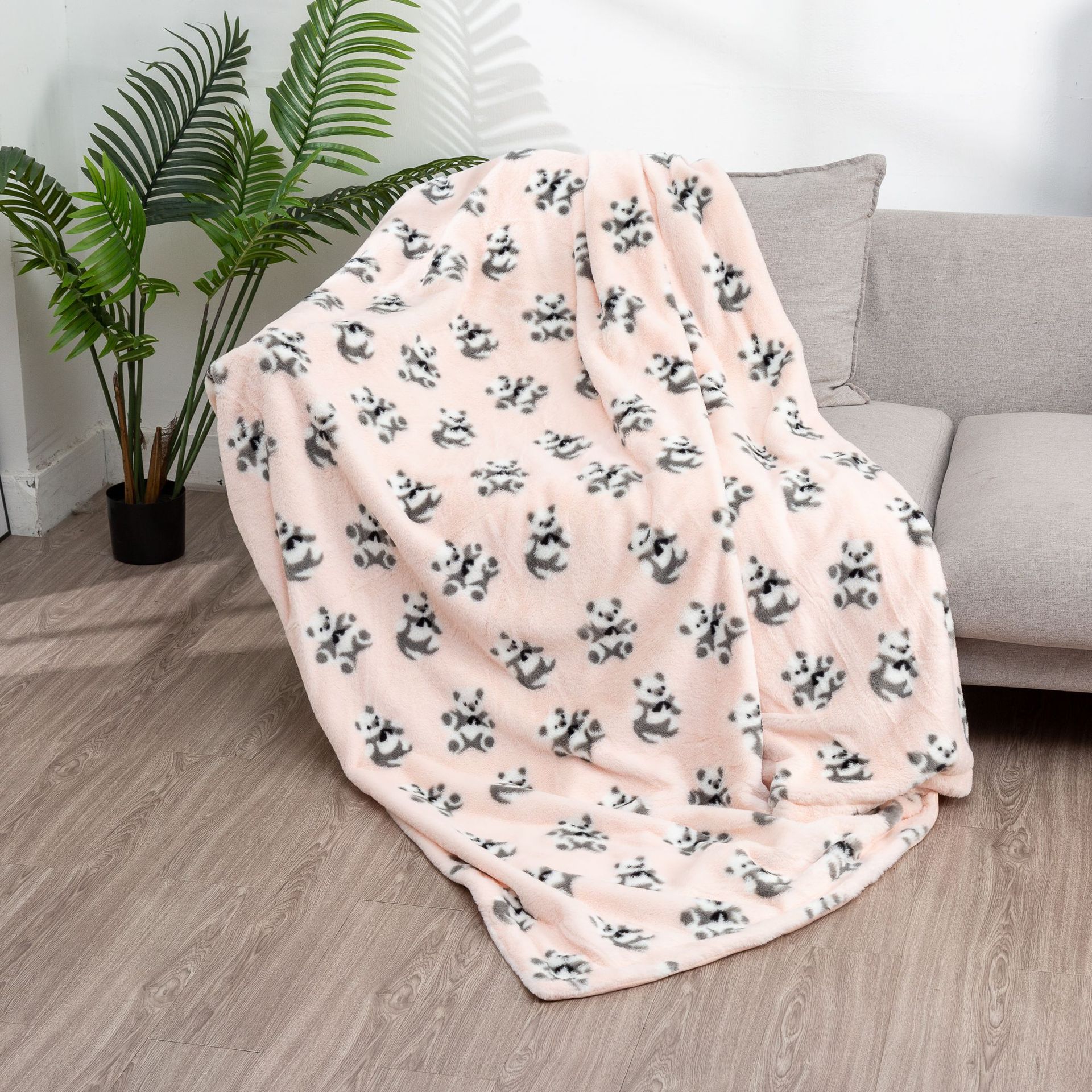 Retro style blanket bear pattern short plush blanket sofa cover autumn winter thick blankets282r