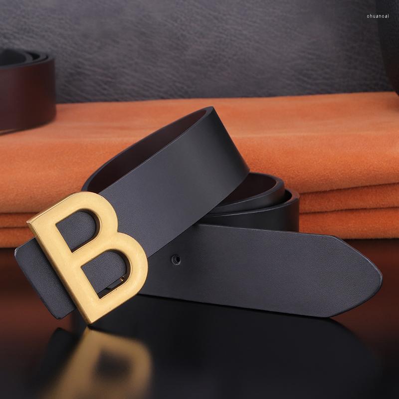 Belts High Quality Big Letter Slide Buckle B Designer Glossy Men 3 8cm Wide Brand Leather Black Casual Jeans Ceinture Homme237J