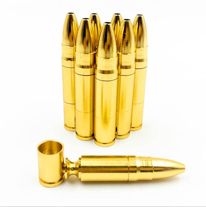 Medium Bullet Shape Aluminum Metal Smoking Pipe Shisha Tobacco Cigarette Hand Spoon Oil Rigs Pipes tool Accessories