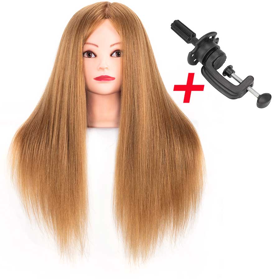 Cabeça de treinamento de penas de cabelo feminino 80% -85% real estilo de cabelo humano boneca boneca