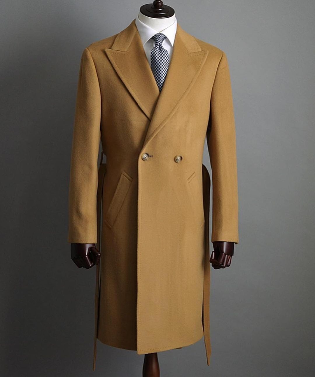 Manteau d'hiver en laine pour hommes Tuxedos Light Tan Suit Coat Blend Double boutonnage