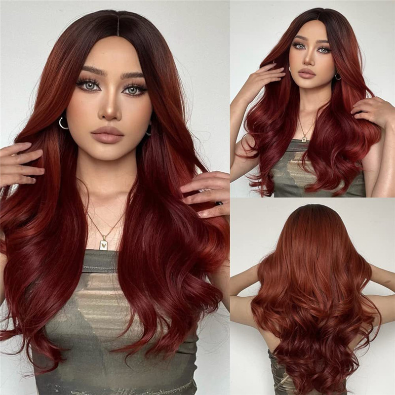 Perruque Lace Front Wig synthétique Body Wave de couleur naturelle pour femmes, perruque de Cosplay quotidienne, faux cheveux longs et réglables avec raie centrale