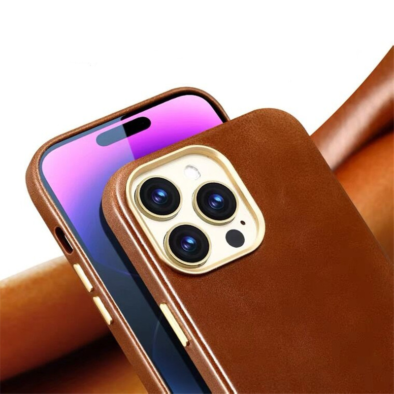 Magnetic Genuine Leather Slim Cases for iPhone 14 Pro Max Plus 14 13 Retro Wax Oil Business Cover