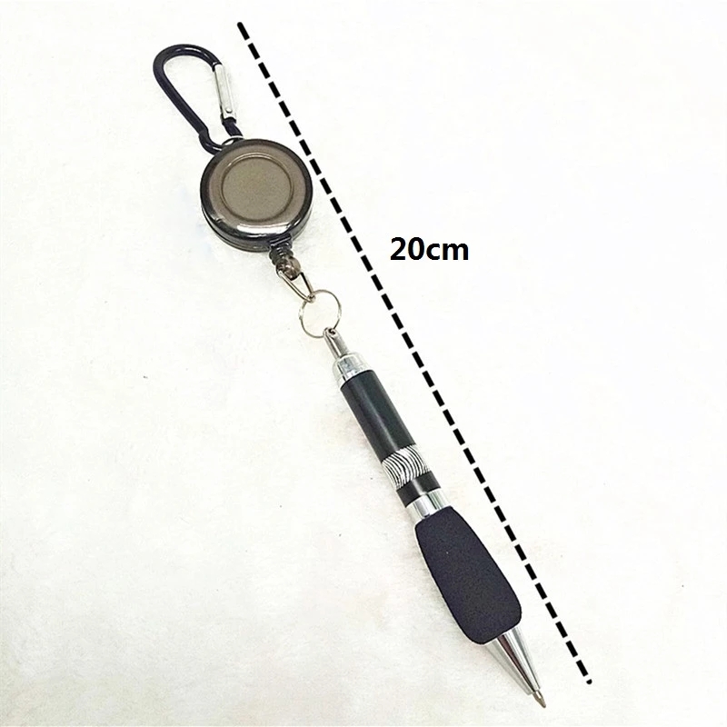 Retrattile Badge Reel Penna a sfera Clip da cintura Portachiavi con moschettone Penna a sfera portatile Penna cordino LX5282