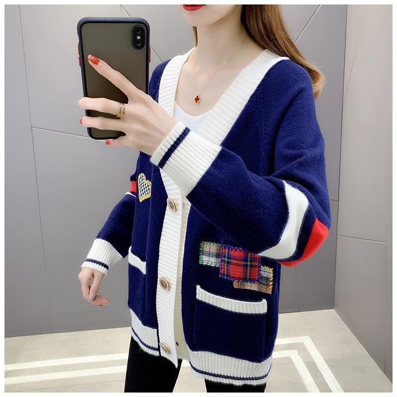 Pulls pour femmes Cardigan en cachemire coeur doux Tricot Style coréen Long Top rayé Hiver Chaud Mode Rétro blanc Chandail À Manches Longues Crochet Nouveau Casual Veste Lâche