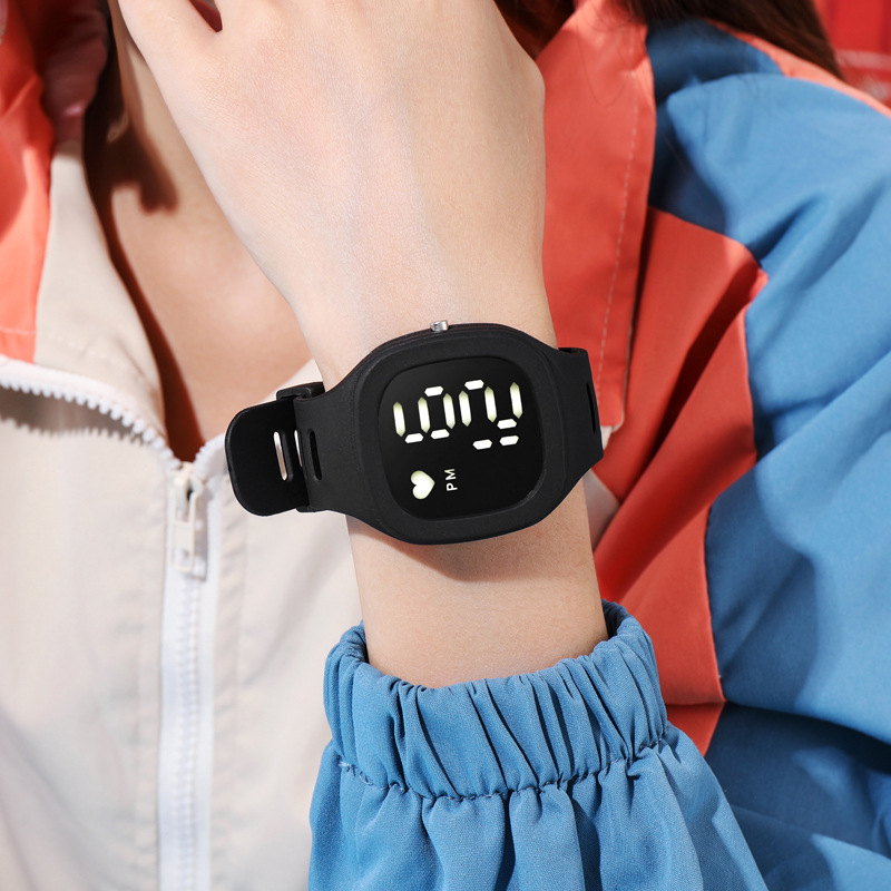 Men Women LED Digital Sport Watches Waterproof Digital Fashion Student Clock Heart Silicone Candy WristWatch