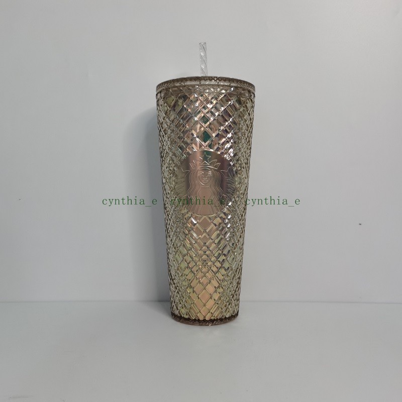 Starbucks Double Champagne Coupe Paille Tasse 710 ML Gobelets Sirène En Plastique Eau Froide Tasses À Café Cadeau Tasse Pink2600