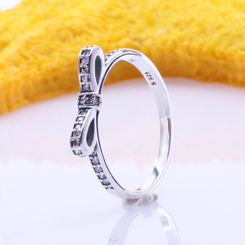 Bogenringe Frauen mit Originalbox S925 Sterling Silber für Pandora Prinzessin Wunsch Geburtstag Geschenk Weihnachten CZ Diamond Hochzeits Geburtstag Geschenke Schmuck R019