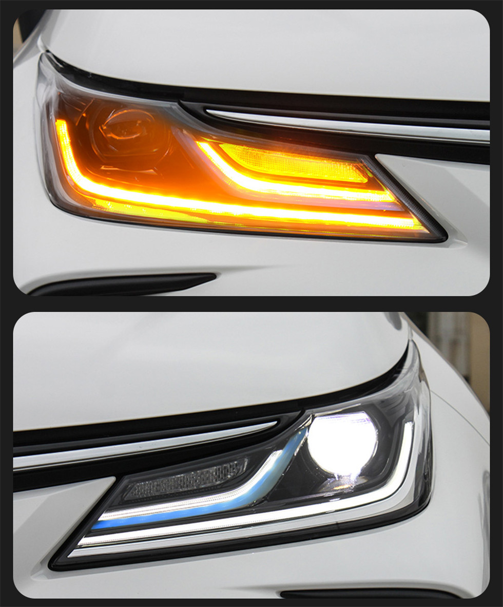 Acessórios de faróis de carro para Toyota Corolla 20 19-20 21 Farol LED completo Farol alto luz diurna de seta