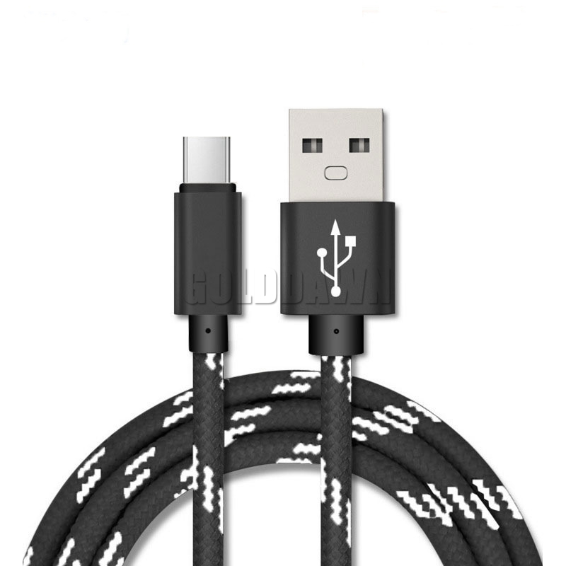 2M 3M 전화 케이블 나일론 꼰 충전 와이어 마이크로 USB 유형 C V8 2A Galaxy S22 Ultra 용 데이터 동기화