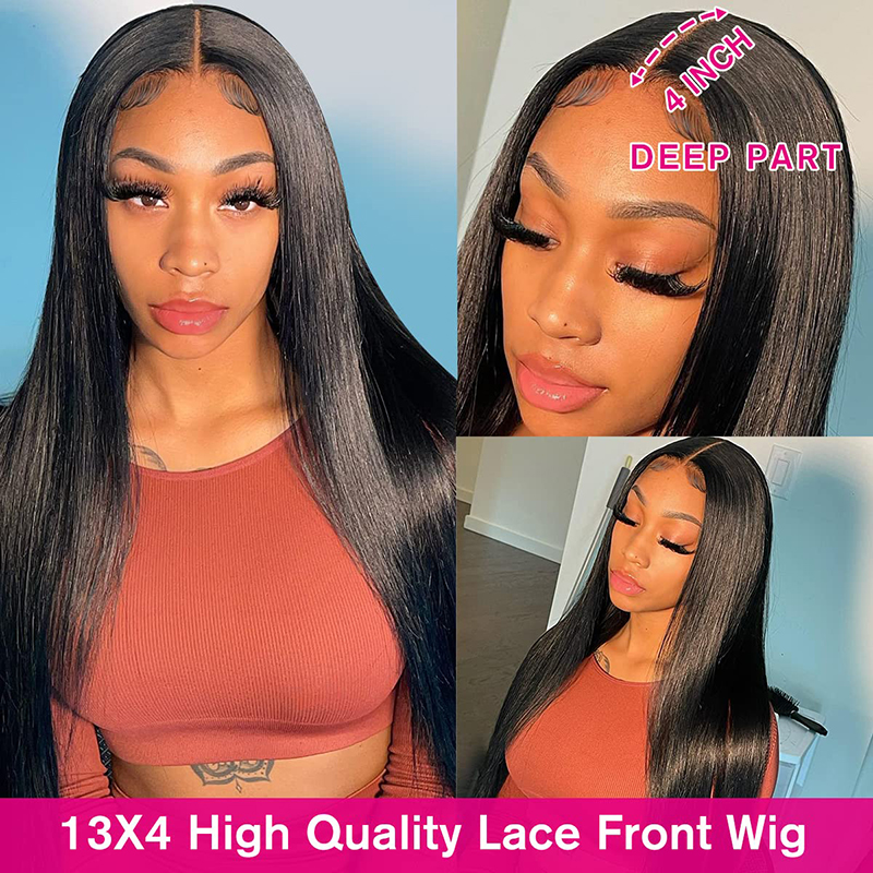 Perruque Lace Front Wig brésilienne Remy, cheveux naturels lisses, HD, attachée à la main, ligne de cheveux naturelle, pre-plucked, 9928068