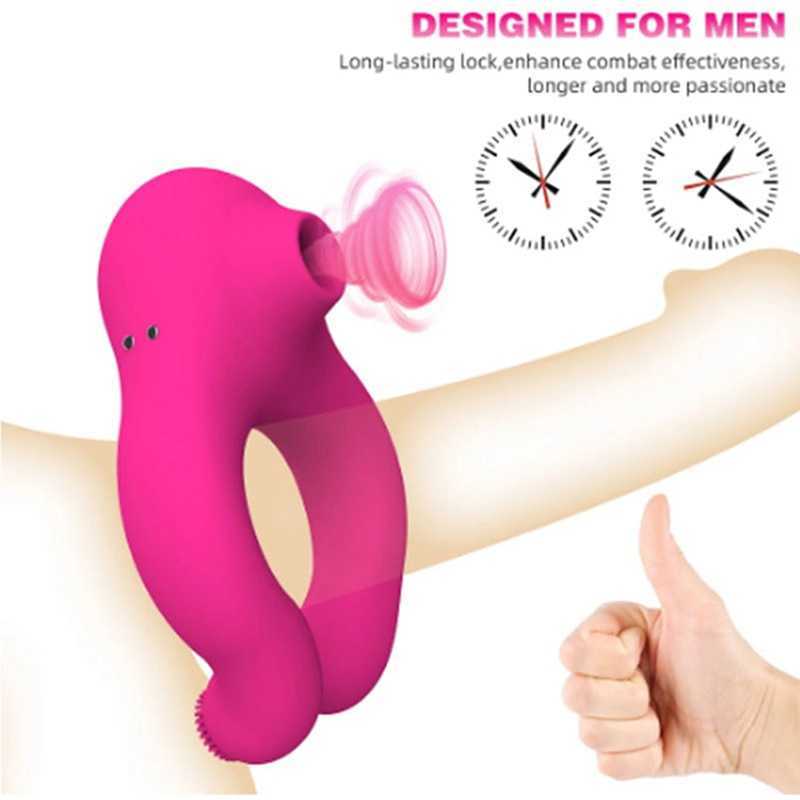 진동기 자동 10 주파수 빨기 진동기 섹스 샵 음경 반지 링 클리커 수탉 성인 제품 Scrotum Massager 장난감 1115