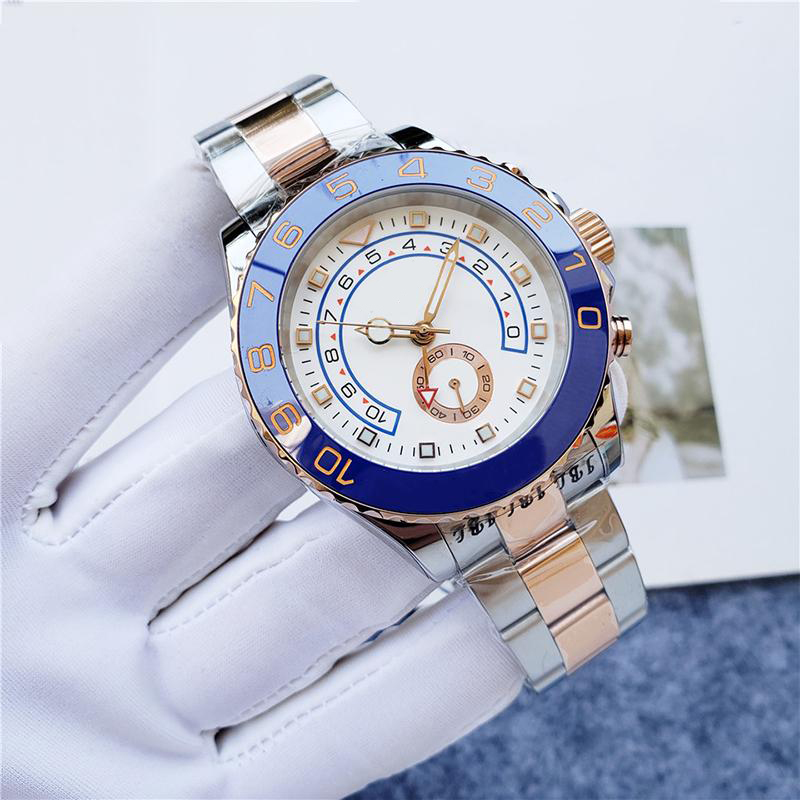 Mens Automatic Mechanical Watch 44mm Two Tone Gold rostfritt stål Big Dial Chronograph Waterproof Movement Wristwatches Orologio Di Lusso
