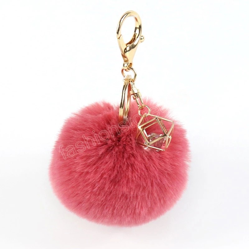 Moelleux fourrure Pom Pom porte-clés doux fausse fourrure boule porte-clés porte-clés femmes fille sac voiture cristal pendentif bijoux cadeau bibelot