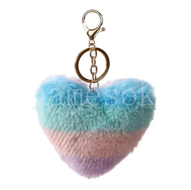 مصمم سلسلة مفاتيح قوس قزح قوس قزح Peach Heart Keychain Party لصالح ملحقات سيارة Love Love Multicolor DE946