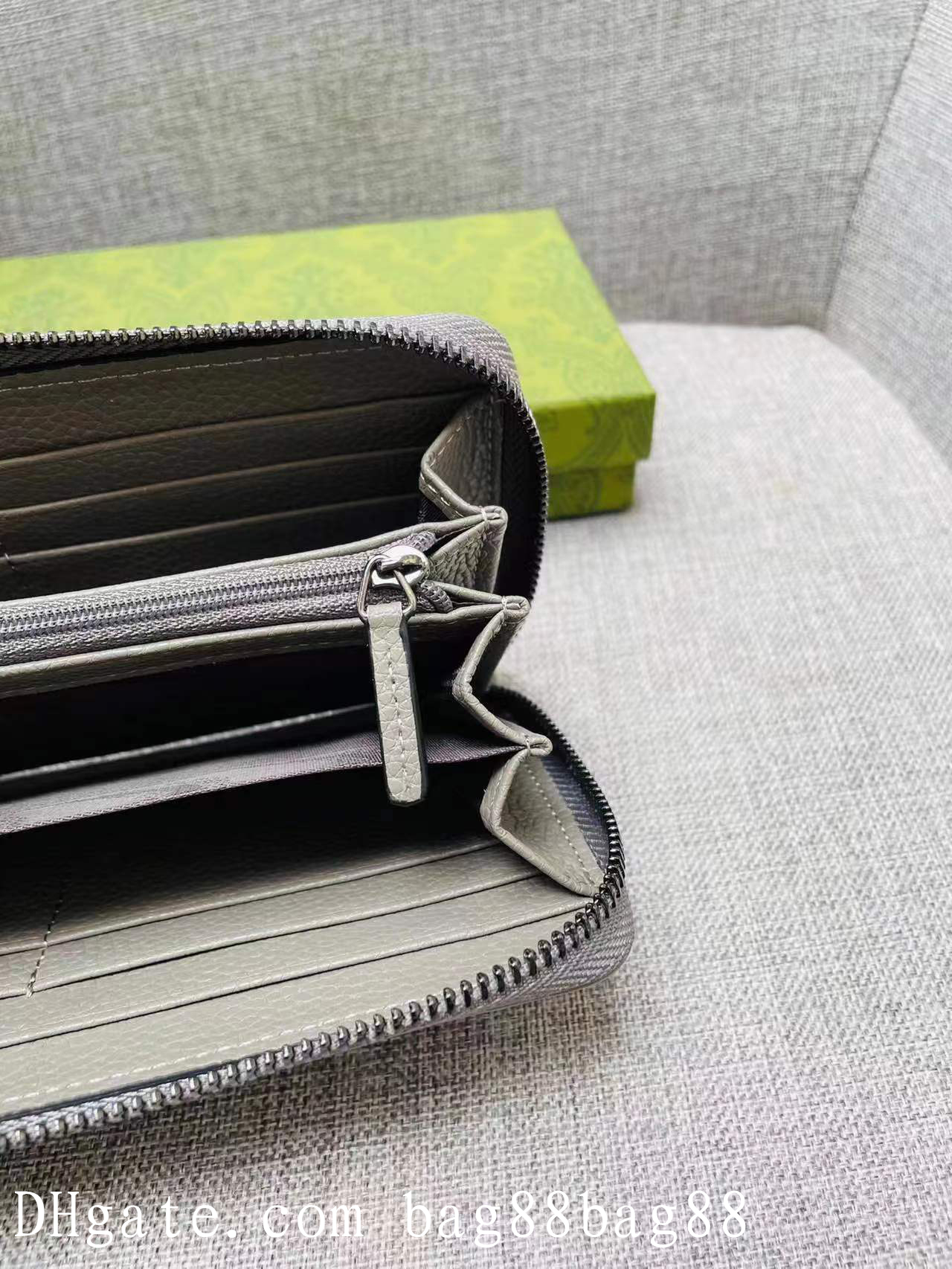 2022 Designer Long Wallet Men's Men's Women's Genuine Leather Business Creditttled Homen's Women Purse Gray2437