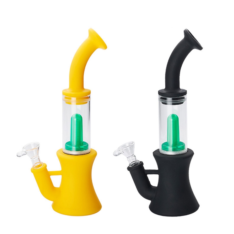 COOL Colorful Silicone Portable Removable Pipes Kit Dry Herb Tobacco Filter Glass Bowl Waterpipe Innovative Design Hookah Smoking Shisha Cigarette Bong Holder DHL