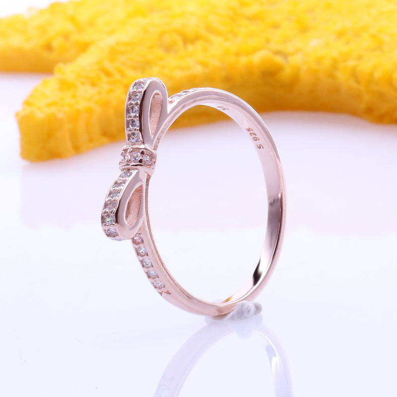 Bogenringe Frauen mit Originalbox S925 Sterling Silber für Pandora Prinzessin Wunsch Geburtstag Geschenk Weihnachten CZ Diamond Hochzeits Geburtstag Geschenke Schmuck R019