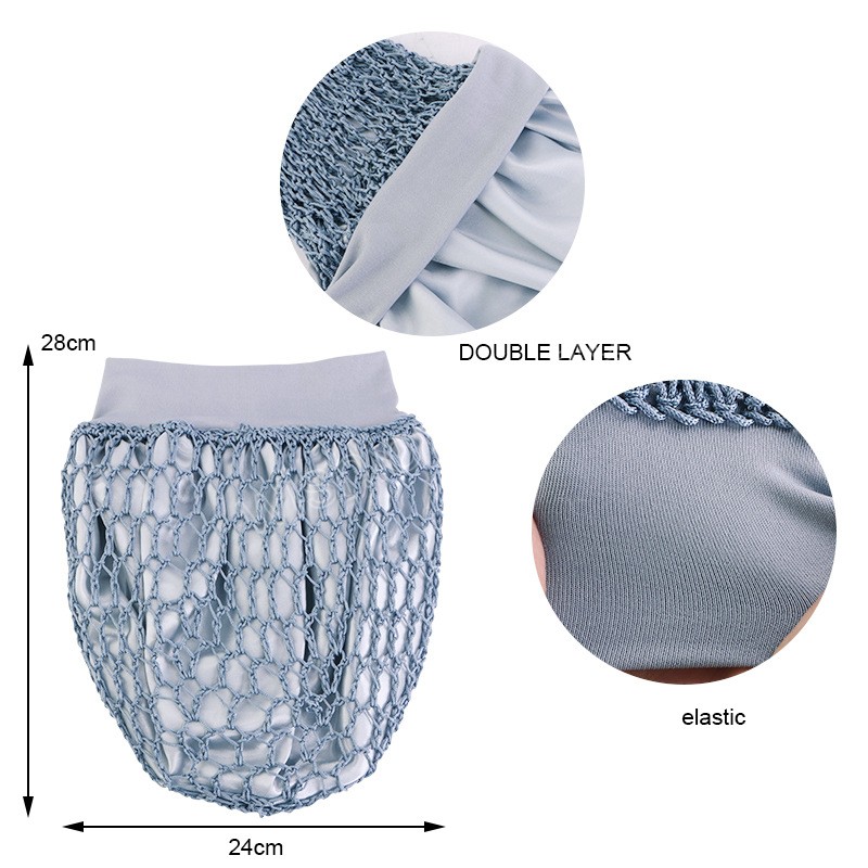 Bonnets de nuit en Satin Double couche pour femmes avec filet élastique en filet au Crochet couvre-tête Turban casquette de perte de cheveux