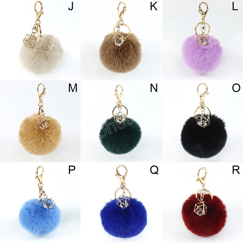 Moelleux fourrure Pom Pom porte-clés doux fausse fourrure boule porte-clés porte-clés femmes fille sac voiture cristal pendentif bijoux cadeau bibelot