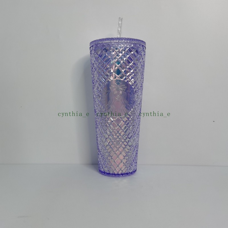 Starbucks Double Champagne Coupe Paille Tasse 710 ML Gobelets Sirène En Plastique Eau Froide Tasses À Café Cadeau Tasse Pink2600