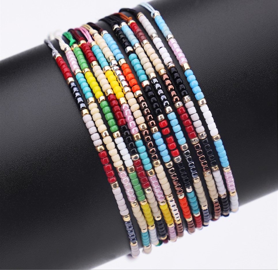 Bohemian Handmade DIY Miyuki Seed Bead Bracelet with Adjustable Rope