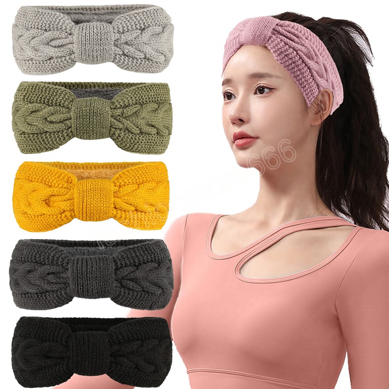 Tricoté noeud croix bandeau femmes automne hiver fille cheveux accessoires chapeaux élastique bandeau cheveux épais chaud cadeau