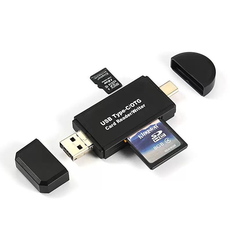 YC320 USB-C Smart Card Reader 3 In 1 USB 2.0 TF/Mirco SD Type C OTG Flash Drive Card Reader Adapter